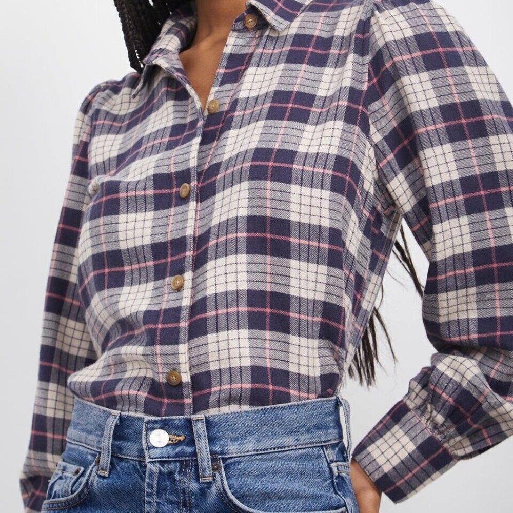 Women’s Rails Angelica Shirt Almond Pink‎ Navy Size Small S Button Up